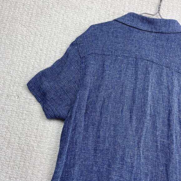 Tenth + Ocean Linen Button Down Shirt Men’s Sz M Blue Collared Casual Denim Read - Picture 15 of 16